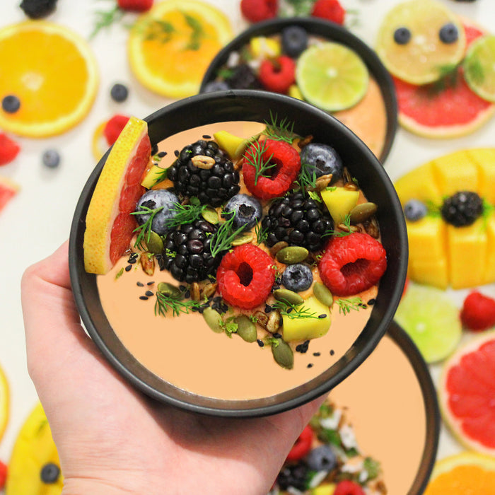 Chef Joyce's Simple Tropical Smoothie Bowl with Peach Crumble