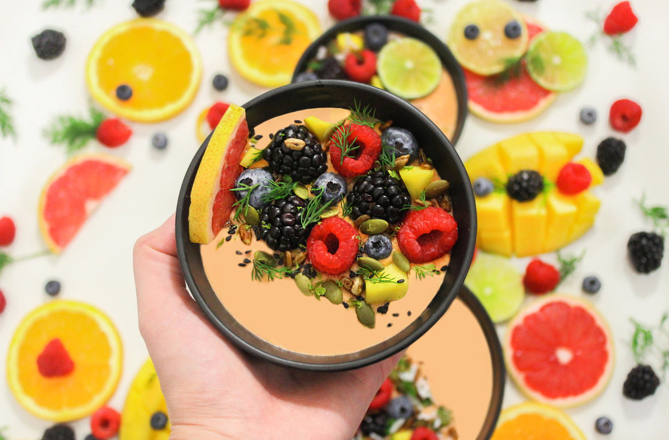 Chef Joyces Simple Tropical Smoothie Bowl with Peach Crumble