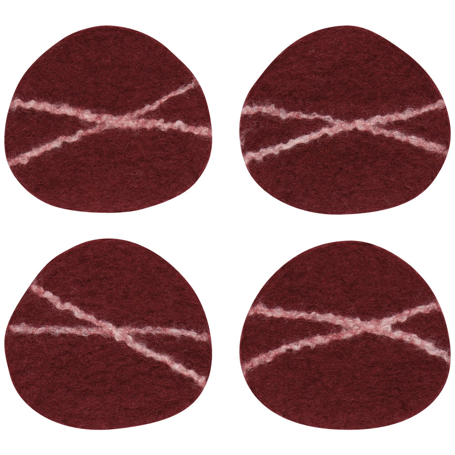 Danica Striato Felt Coaster Set of 4 - Garnet