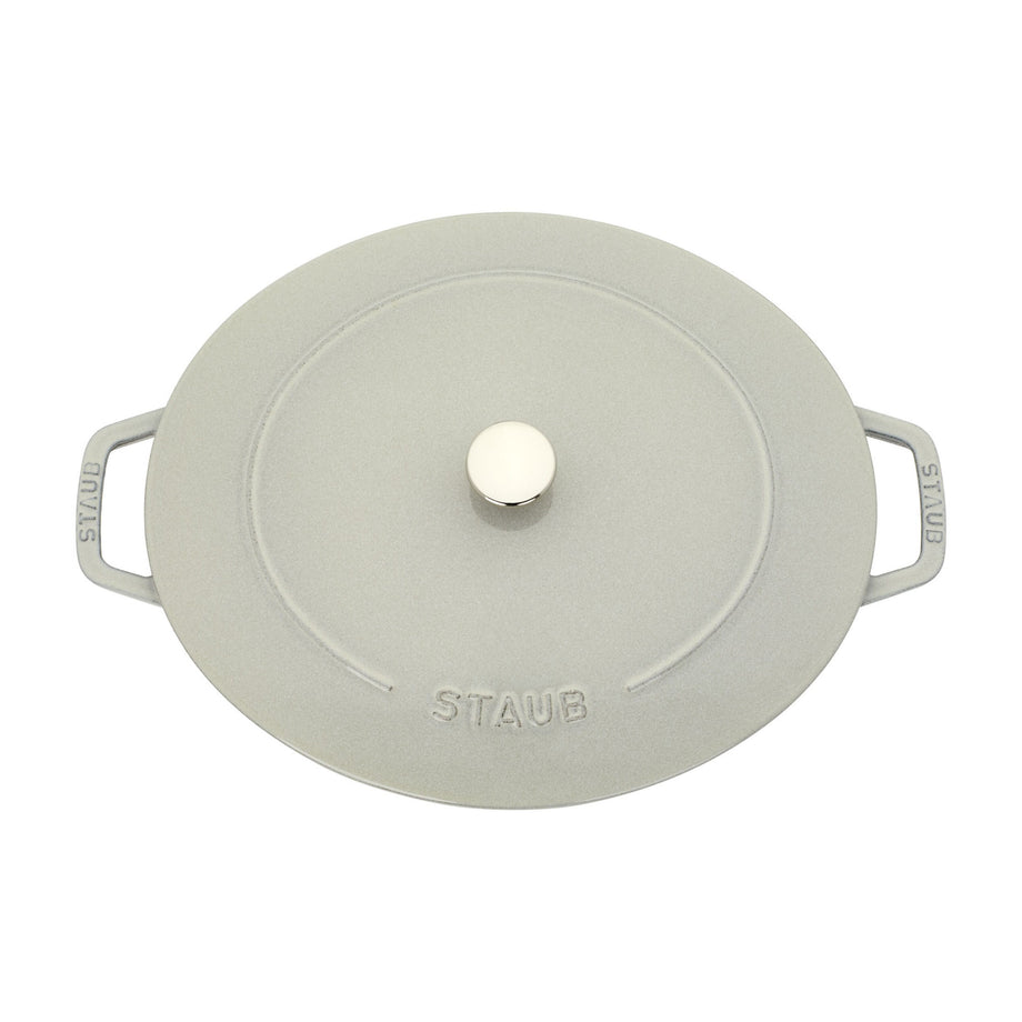STAUB La Cocotte 6 L Cast Iron Oval Wide Oval Dutch Oven, White Truffle