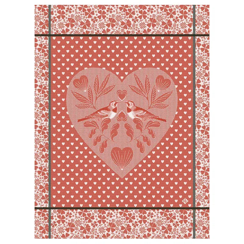 Jacquard Français Cotton Tea Towel - Amour Red