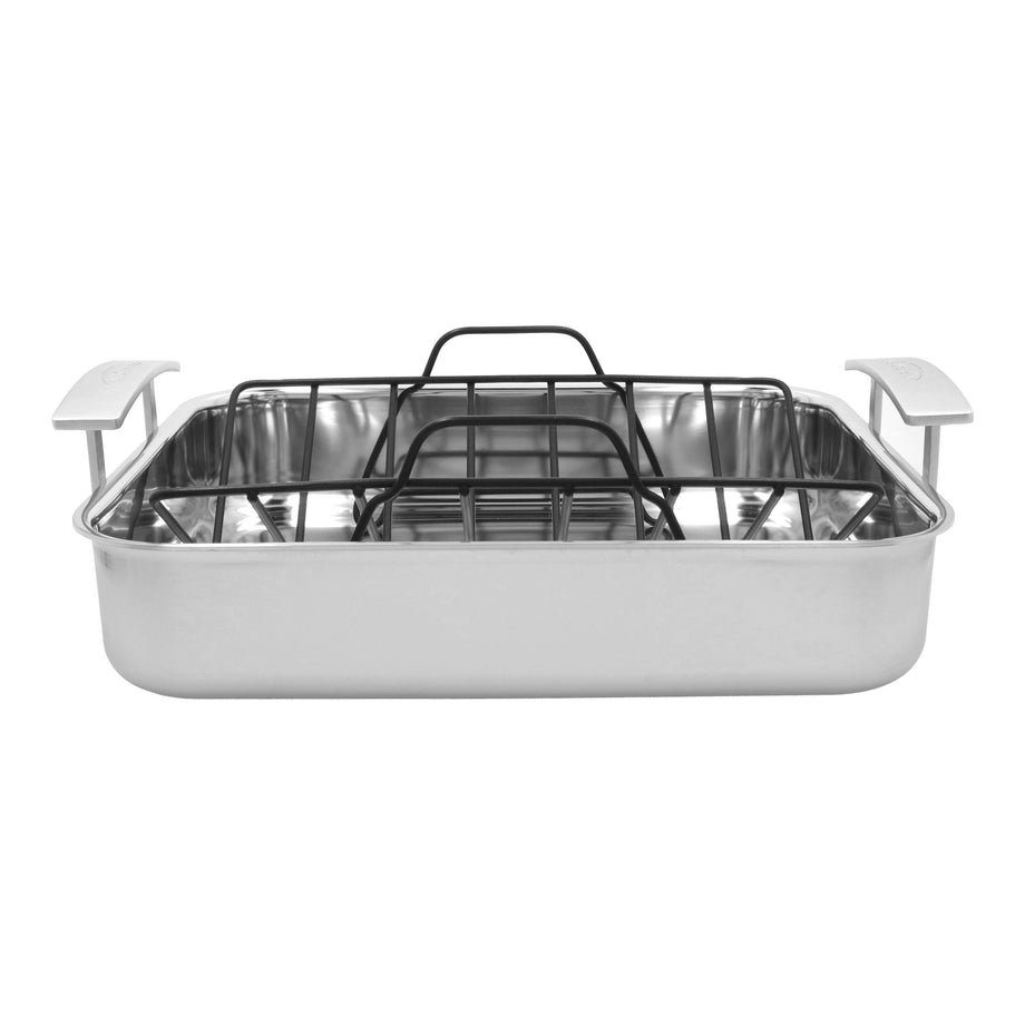 DEMEYERE Industry 5 39 X 33 cm 18/10 Stainless Steel Rectangular Roaster + Grid, Silver