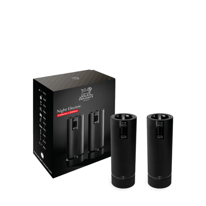 Peugeot Night Electric Gift Box – Set of Line Electric Matte Black Salt and Pepper Mills