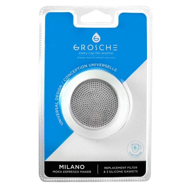 Grosche Milano Espresso Maker Replacement Filter & Gasket set of 3 – 3 Cup