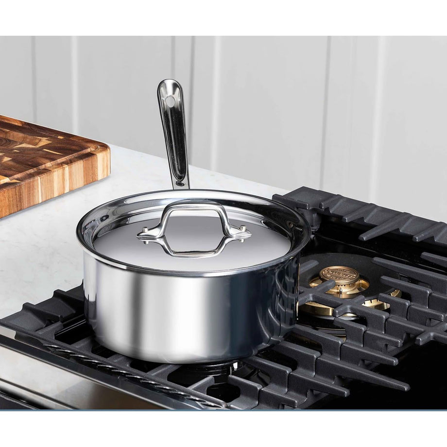 All-Clad D3 3Qt. Stainless Steel Covered Saucepan (Rimmed) with Lid