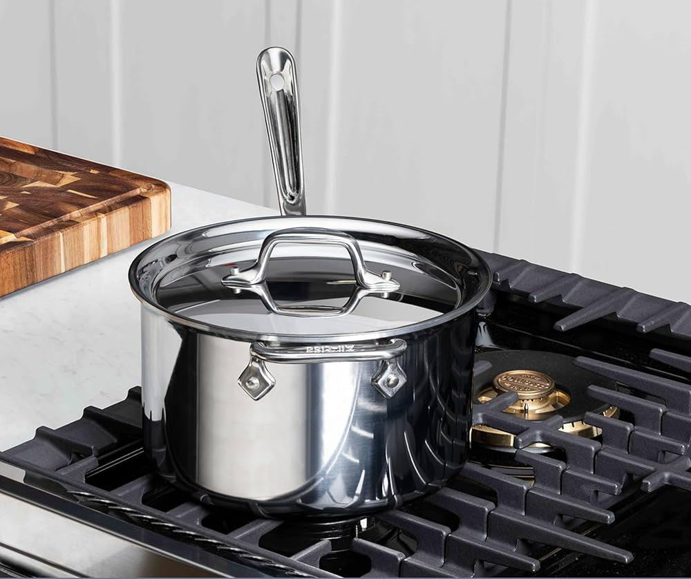 All-Clad 4Qt D3 Stainless Steel Saucepan (Rimmed) with Lid