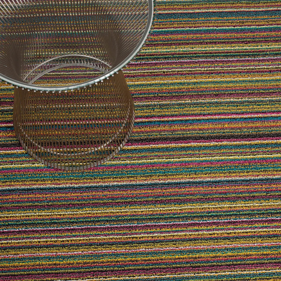 Chilewich Indoor Outdoor Shag Doormat - Skinny Stripe /Rectangle / Bright Multi / 18x28"