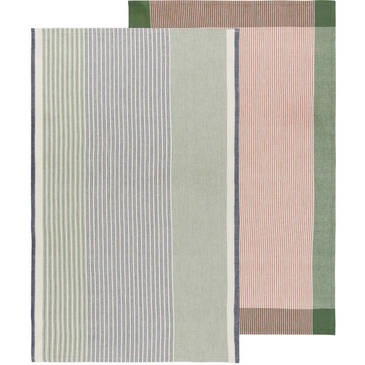 Danica Heirloom Array Stripe Dishtowel - Set of 2 / Jade Green
