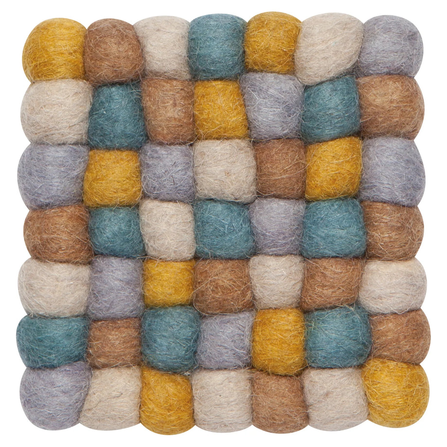 Danica Heirloom Wool Felt Ball Coasters set of 4 - Ochre