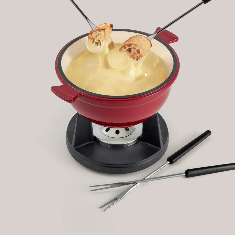 Swissmar Lucerne Cast Iron Fondue Pot - Red