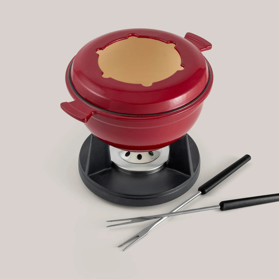 Swissmar Lucerne Cast Iron Fondue Pot - Red
