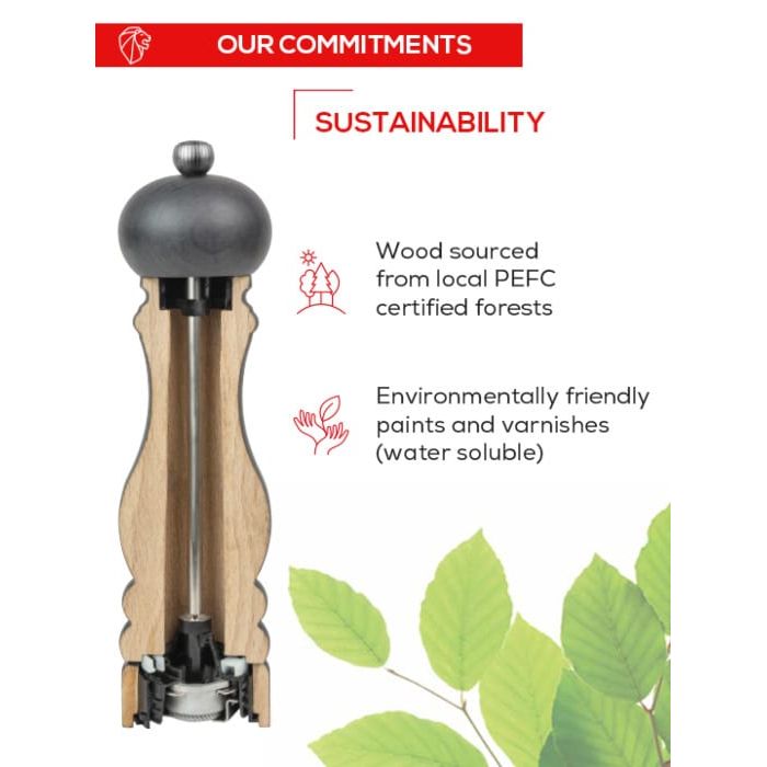 Peugeot Paris u'Select Manual Wooden Pepper Mill, Satin Black, 22 cm - 9"