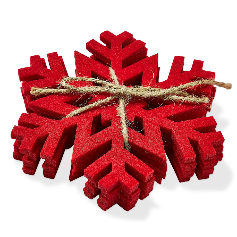 TAG Snowflake Coasters - set of 4 - Red