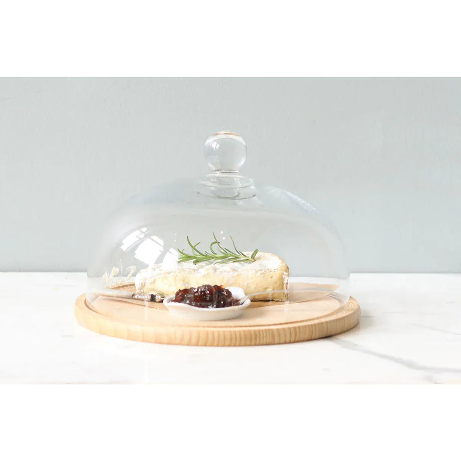 EtuHOME Recycled Glass Dome Cover with Wood Base - Medium Floor Model