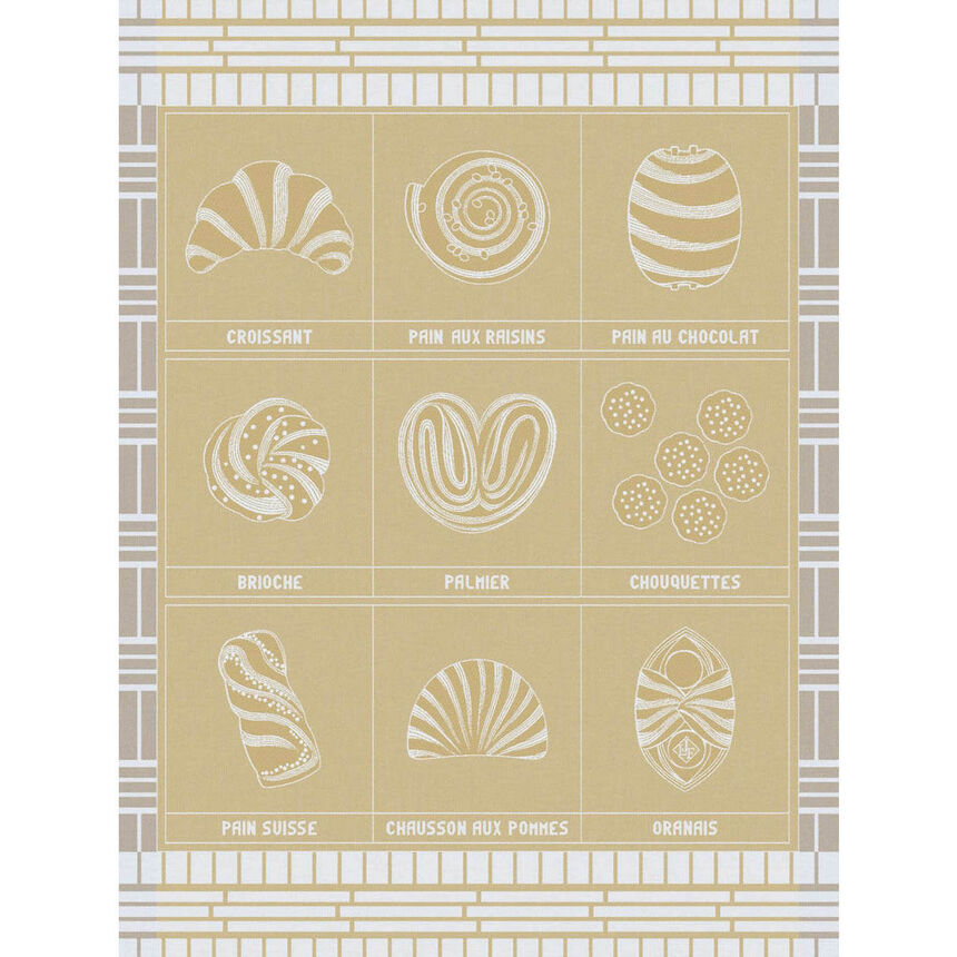 Jacquard Français Cotton Tea Towel - Haute Viennese Pastries / Beige