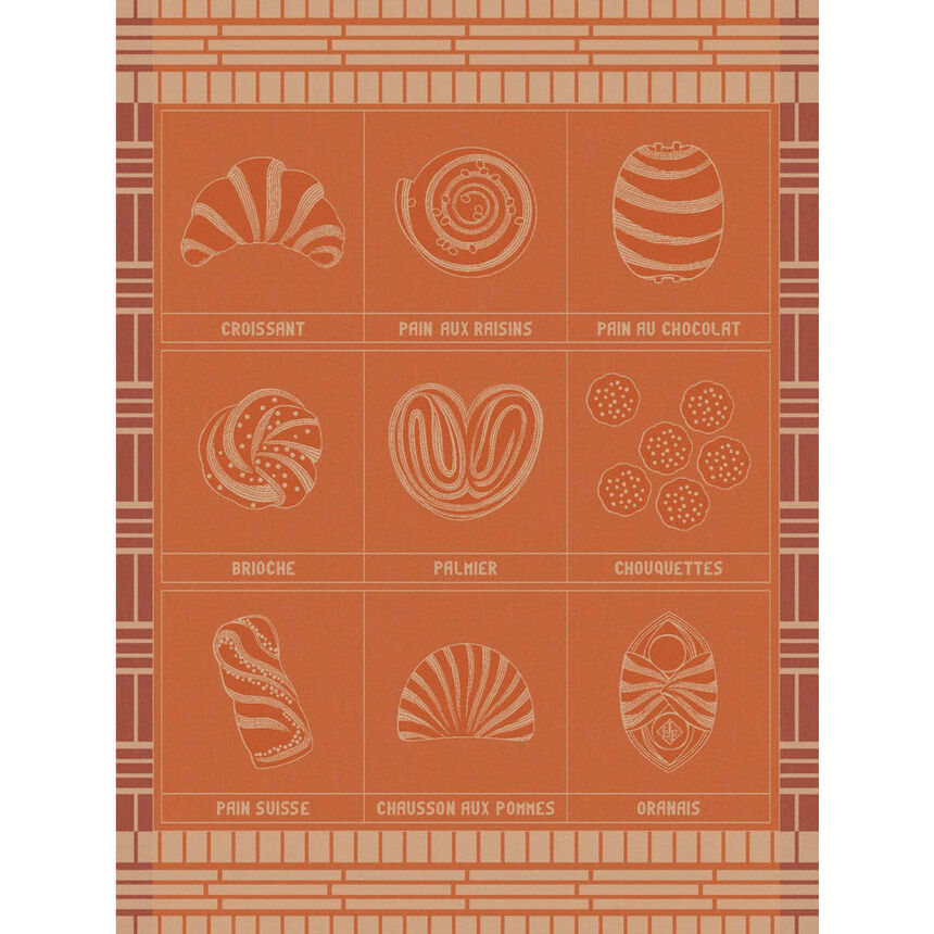 Jacquard Français Cotton Tea Towel - Haute Viennese Pastries / Red