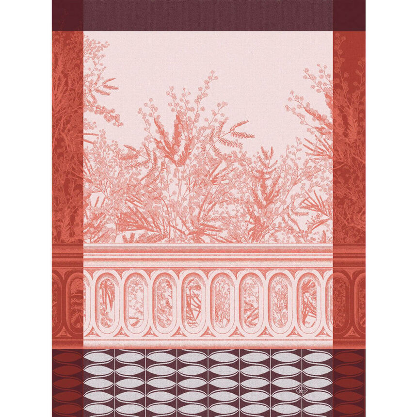 Jacquard Français Cotton Tea Towel - Riviera Mimosa / Pink