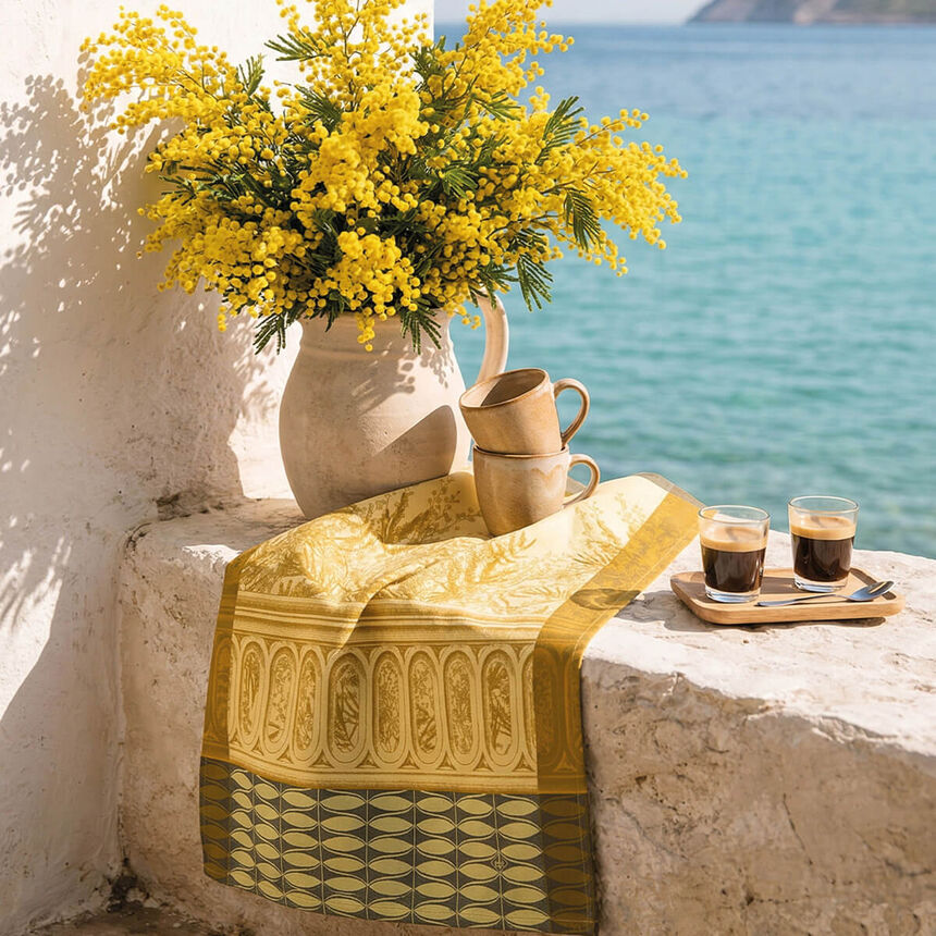 Jacquard Français Cotton Tea Towel - Riviera Mimosa / Yellow