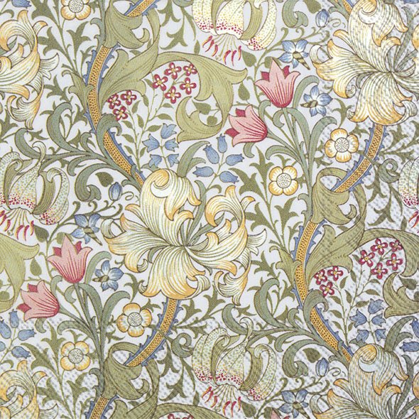 IHR William Morris Paper Lunch Napkins - Golden Lily White