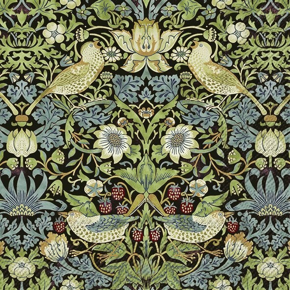 IHR William Morris Paper Lunch Napkins - Strawberry Thief Black
