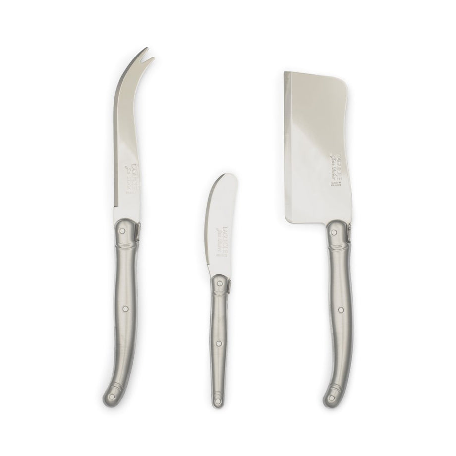 Laguiole Jean Dubost Smooth Cheese Knife Set of 3 - Stainless Steel