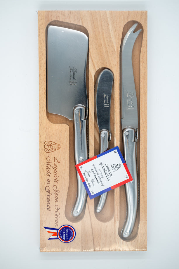 Laguiole Jean Néron Cheese Knife 3-Piece Set - Stainless Steel