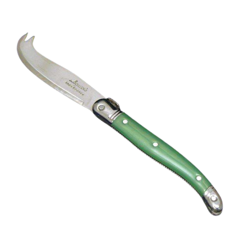 Laguiole Jean Neron Mini Fork-Tipped Cheese Knife - Green