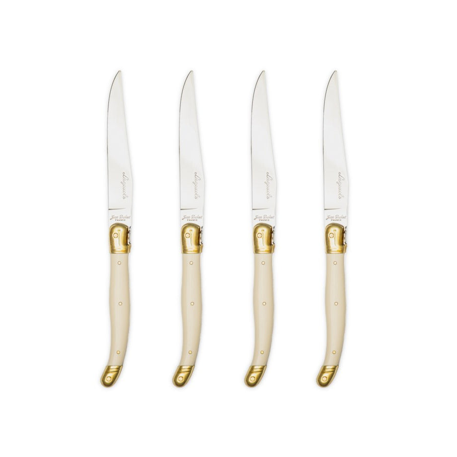 Laguiole Jean Dubost Smooth Steak Knife Set of 4 - Ivory and Brass