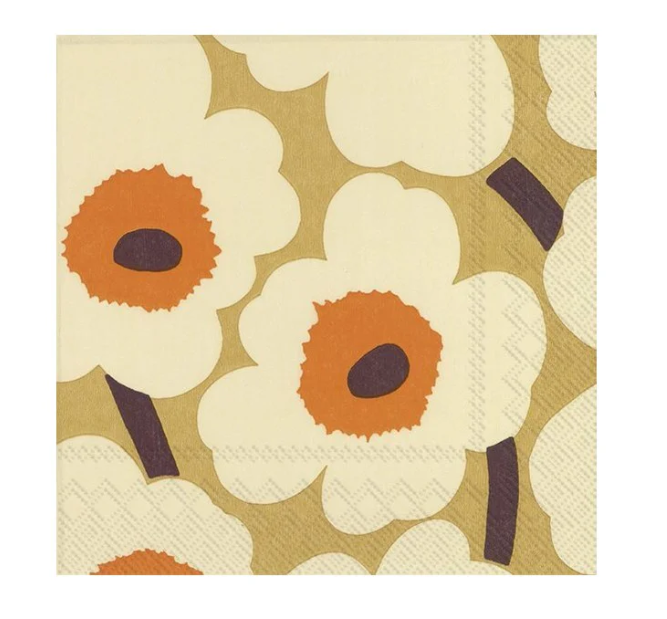 Marimekko Paper Lunch Napkin - UNIKKO Orange Cream