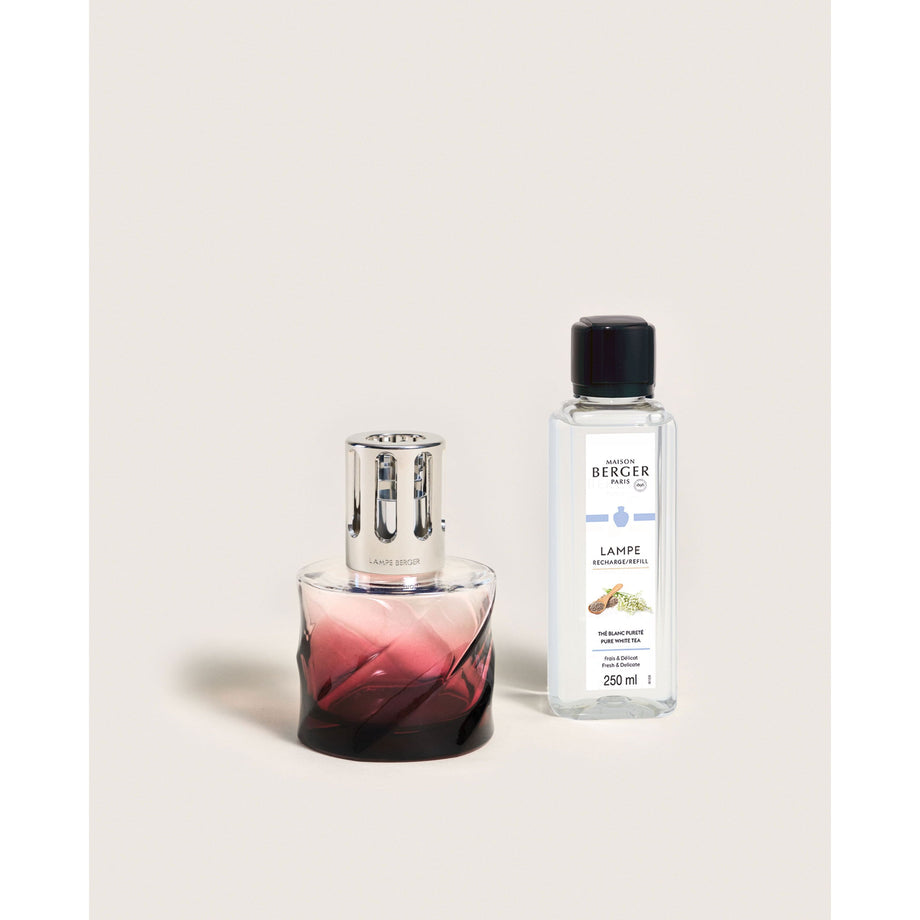 Coffret cadeau lampe spirale Maison Berger Grenat - Thé blanc pur / 250 ml