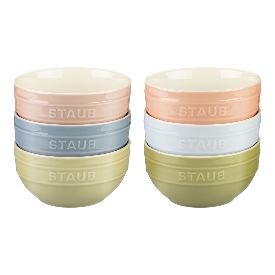 STAUB 6 Piece Ceramic Macarons Coloured Bowl Set - 14 cm