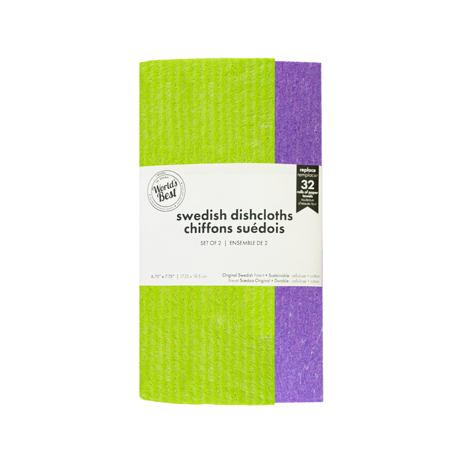 World's Best Swedish Dishcloths – Set of 2 – Assorted Colours