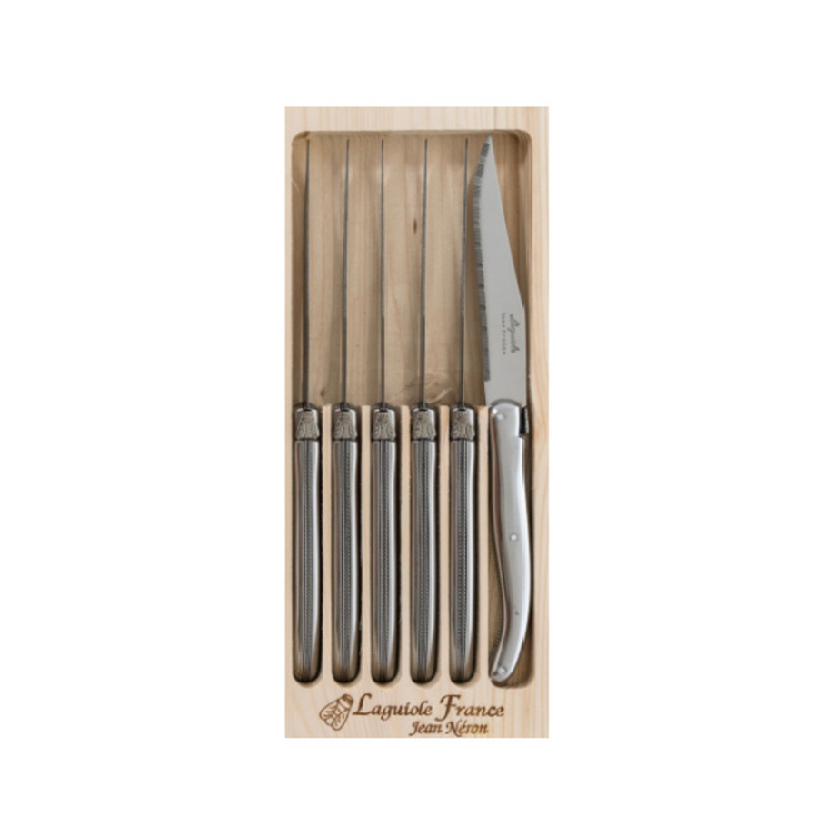 Laguiole Jean Néron Serrated Steak Knife - Set of 6, Stainless Steel