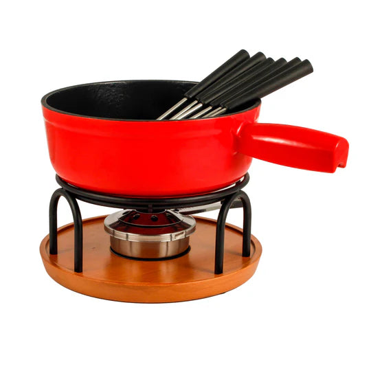 Swissmar Ticino Cast Iron Fondue Set - Red