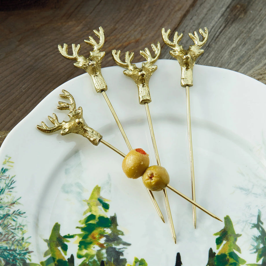 TAG Reindeer Cocktail Pick Set of 4 - Gold