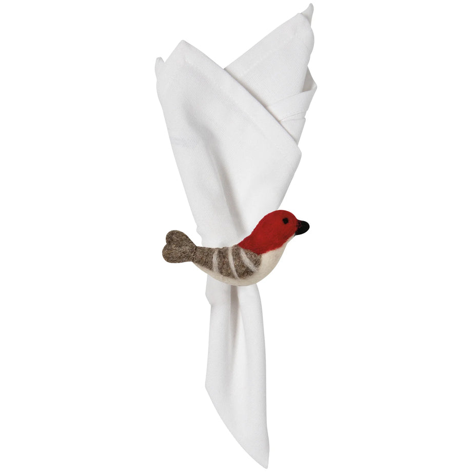 Now Designs Napkin Ring -  Birds & Boughs Christmas Felt