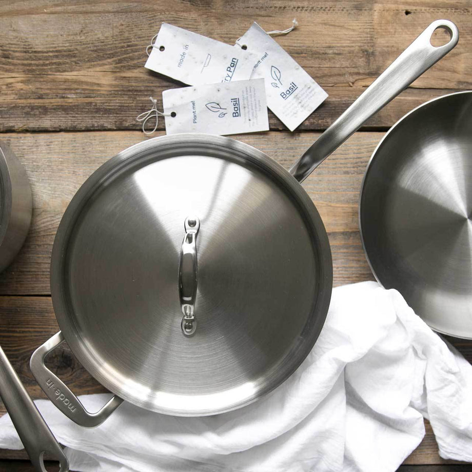 MADE IN Cookware 3.5 QT 5-ply Stainless Steel Saute Pan