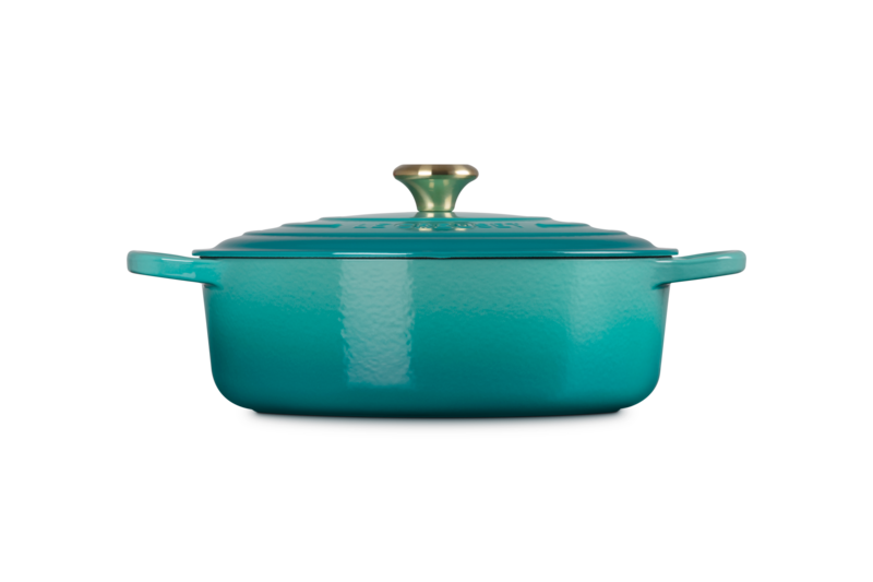 Le Creuset 6.2L Shallow Round Dutch Oven - Bleu Riviera