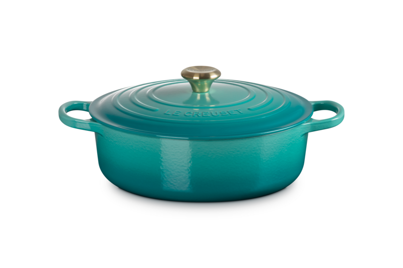 Le Creuset 6.2L Shallow Round Dutch Oven - Bleu Riviera