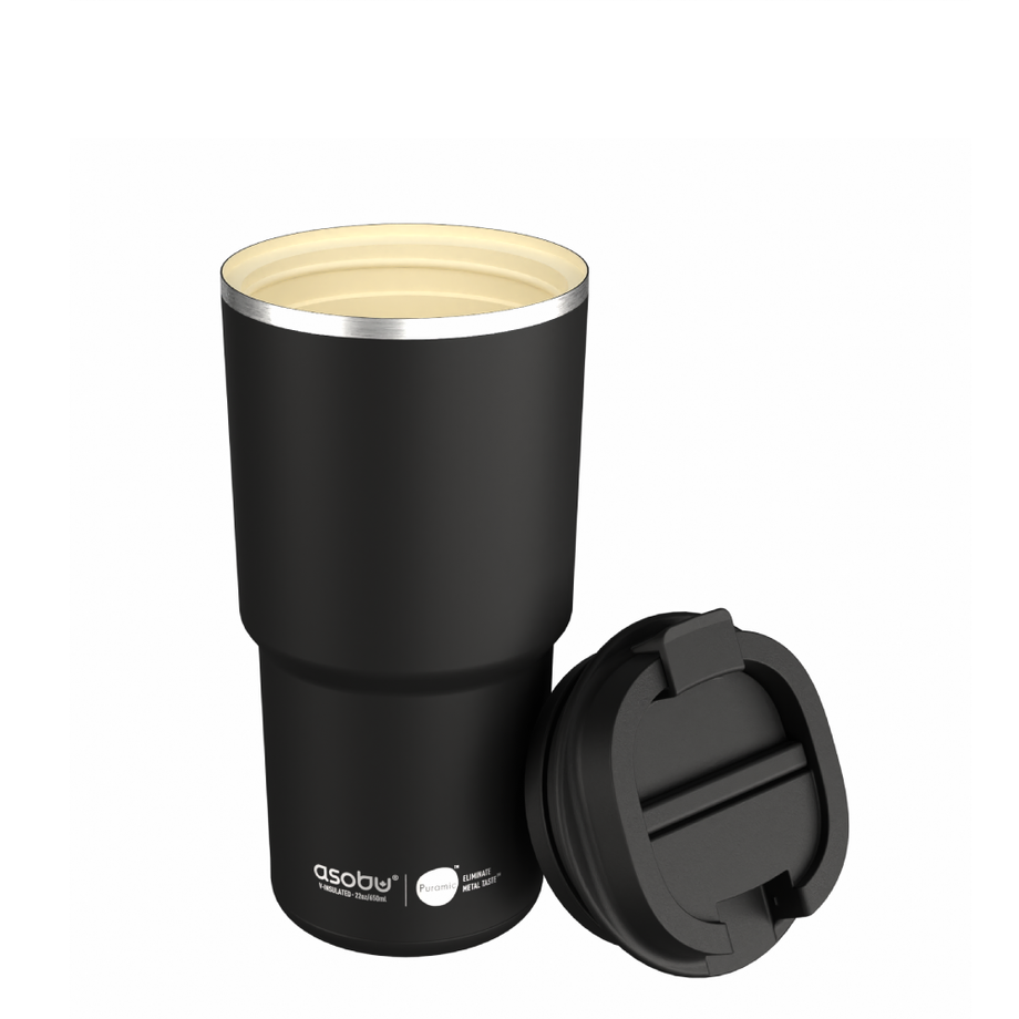 Asobu Puramic Ceramic-Lined Coffee Travel Mug - Black 22oz/650ml