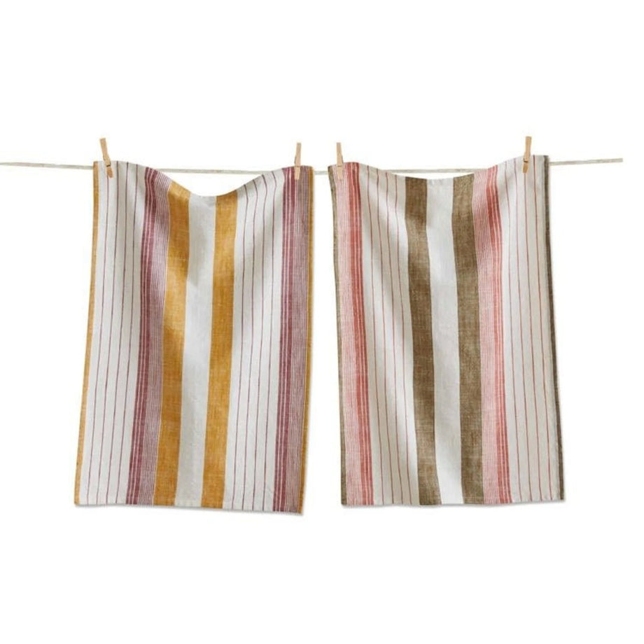 TAG Autumnal Stripe Dishtowel set of 2 - Beige Multi