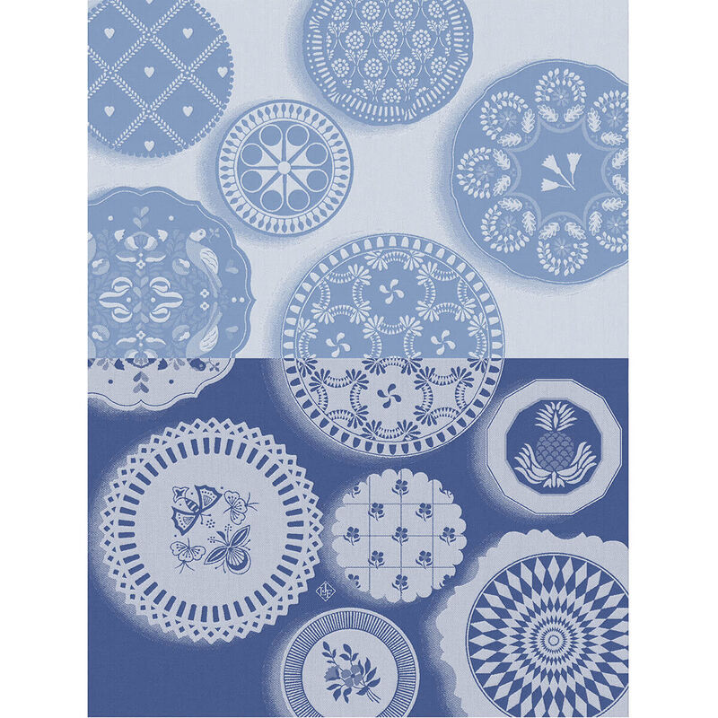 Jacquard Français Cotton Tea Towel  - Faïence / Bleu