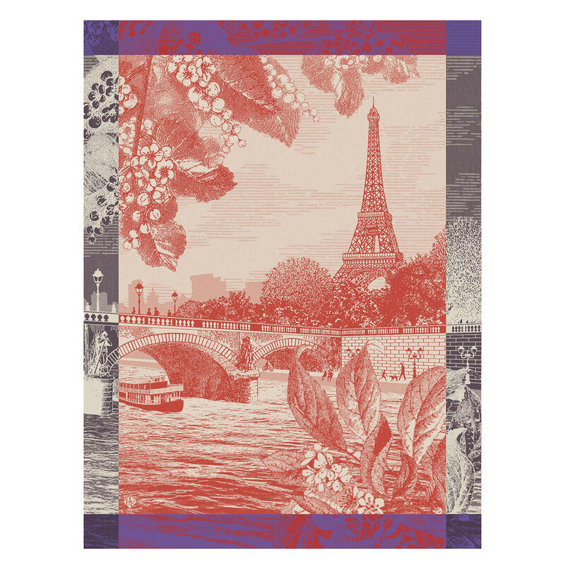 Jacquard Français Cotton Tea Towel – Paris sur Seine / Red