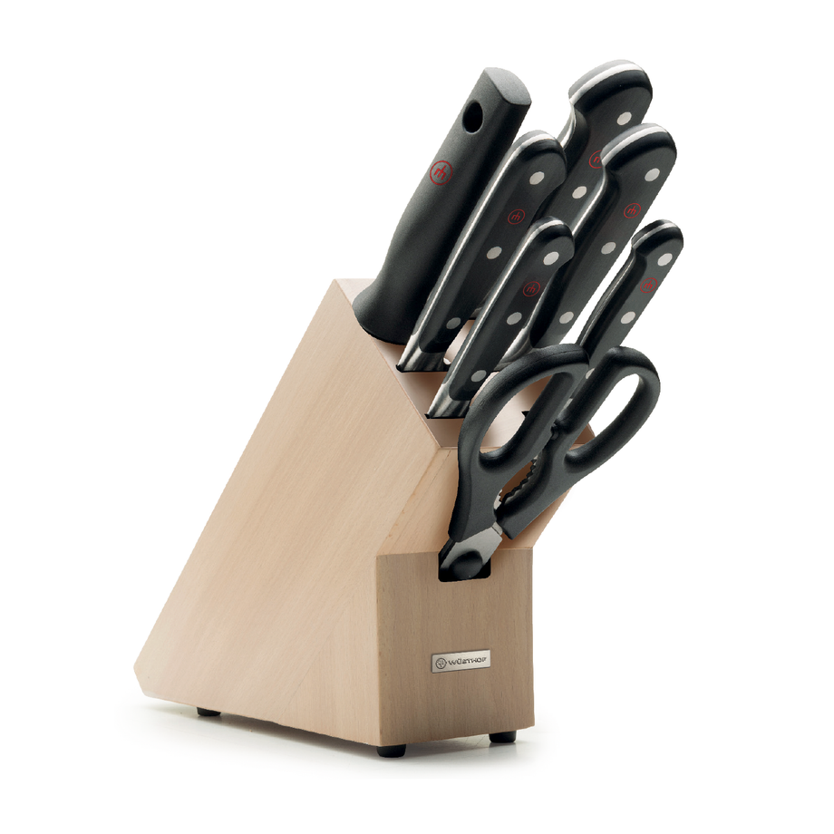 Wusthof Classic 8 Piece Knife Set with Natural Beech Knife Block
