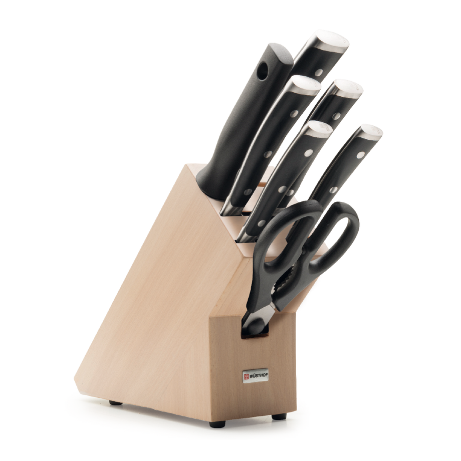 Wusthof Classic Ikon 8 Piece Knife Set with Natural Beech Knife Block