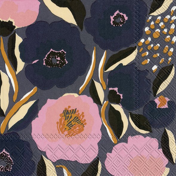 Marimekko Déjeuner serviettes - ROSARIUM Rose bleue