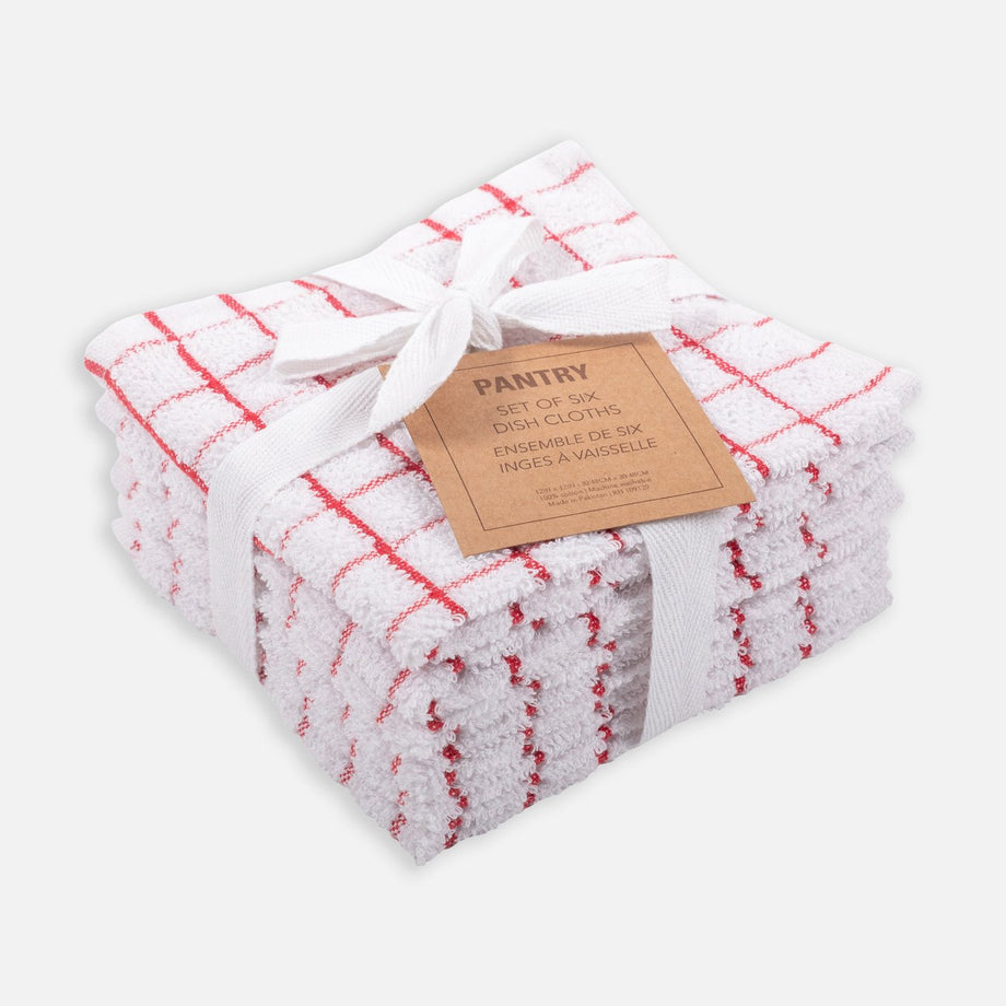 KAF Accueil Vérifié Terry Dishcloths - Set de 6 / Rouge