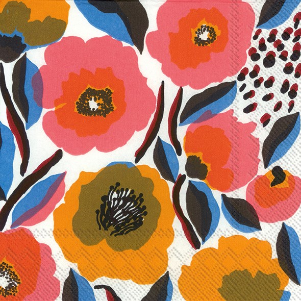 Marimekko Paper Cocktail Napkins - ROSARIUM white rose