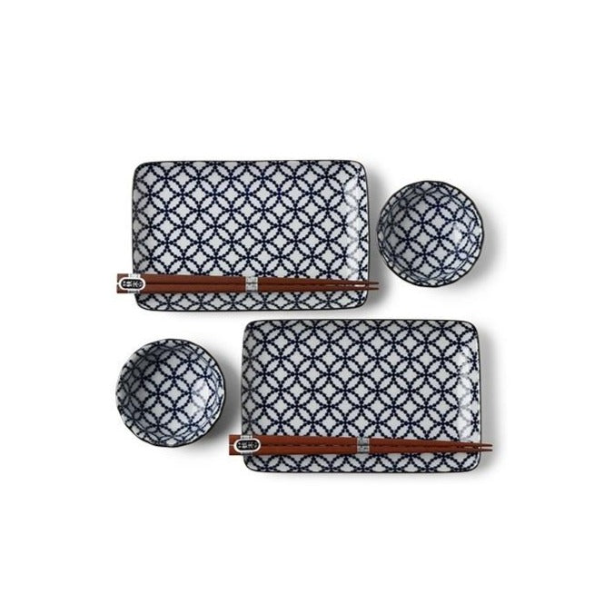 Miya Shippou Blue Sushi Set For 2
