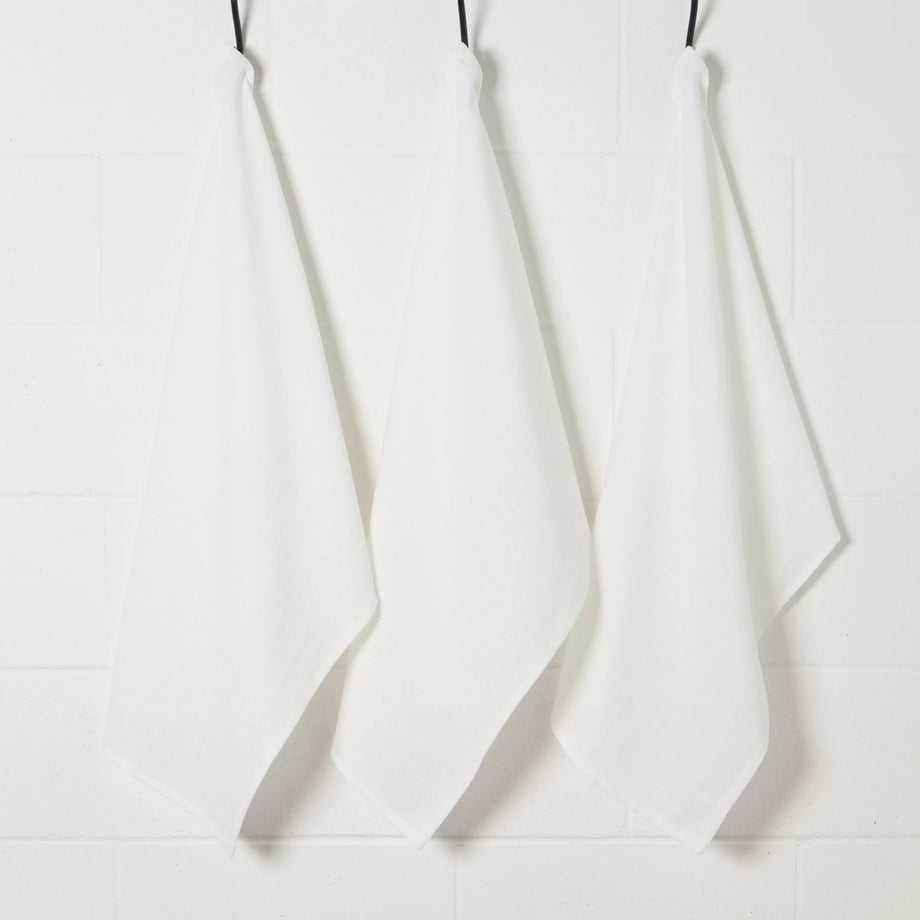 Désormais Conceptions Boulangeries non blanchies Floursack Dishtowels - Set de 3 / Blanc